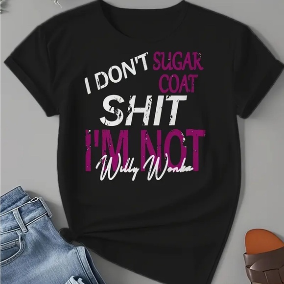 Black Graphic Tee with Pink Accents - Picture 2 of 4